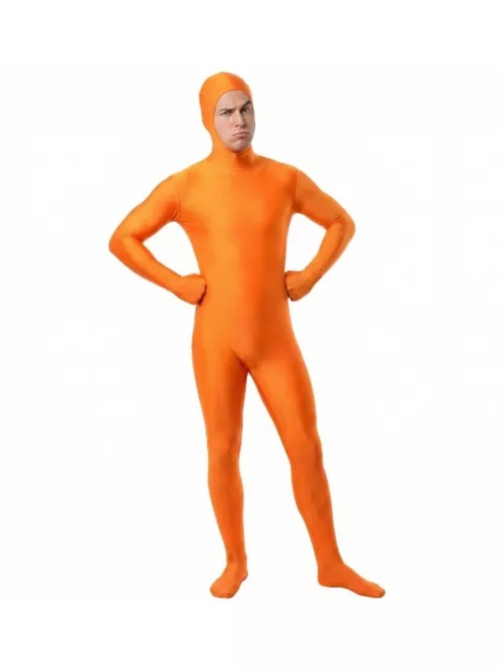 Men's Full-Body Orange Rash Guard Suit - Streamlined Coverage